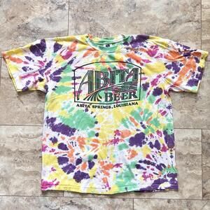 Vintage Abita Beer Shirt Sz XL Tie Dye Floral Print Crazy SS 90s Kingstree tag